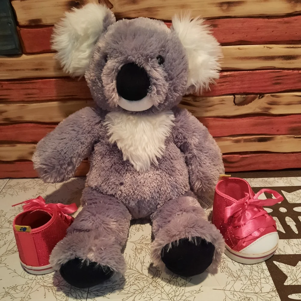Build a Bear brown plush Koala pink sneakers